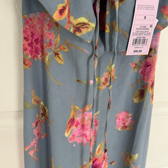 1) Wild Fable Flounce Sleeve Maxi Empire Waist Dress Blue Floral Size small - Picture 6 of 8